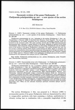 Taxonomic Revision of the Genus Cheilymenia - 6 Cheilymenia Polaripustulata Sp