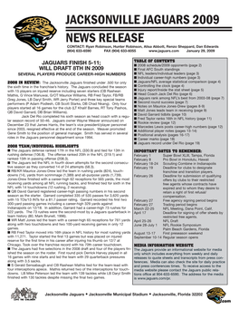 News Release Jacksonville Jaguars 2009