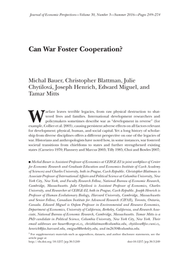 Can War Foster Cooperation?