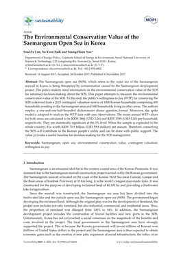 The Environmental Conservation Value of the Saemangeum Open Sea in Korea