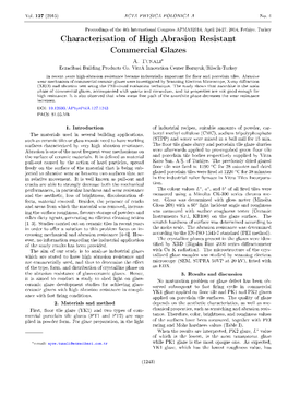 Characterisation of High Abrasion Resistant Commercial Glazes A