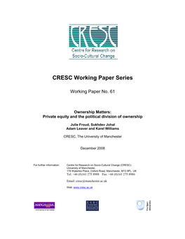 CRESC Working Paper Series