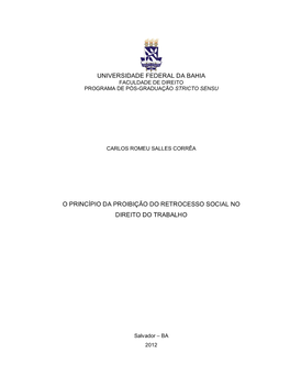 Universidade Federal Da Bahia O Princípio Da Proibição Do