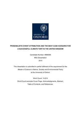 Probabilistic Event Attribution and the Best­Case Scenario for a Successful Climate Tort in the United Kingdom