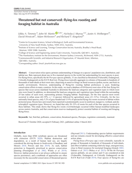 Flying-Fox Roosting and Foraging Habitat in Australia