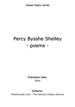 Percy Bysshe Shelley - Poems