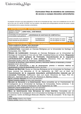 Licenciado En Ciencias Biológicas Por La Universidad De Santiago De Compostela