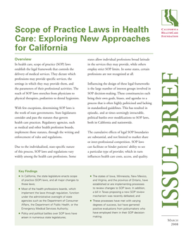 Scope of Practice Laws in Health Care: Exploring New Approaches for California |  Process Is Now Under Way