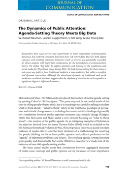 Agenda-Setting Theory Meets Big Data W