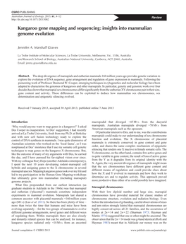 Kangaroo Gene Mapping and Sequencing: Insights Into Mammalian Genome Evolution