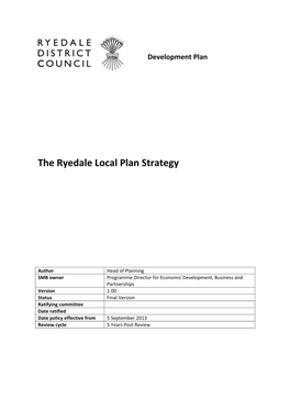 Ryedale Local Plan Strategy