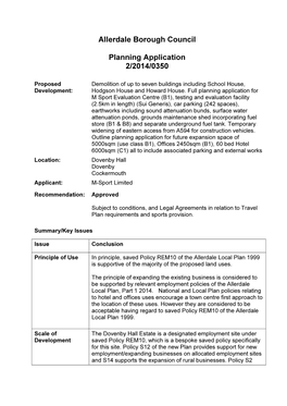 Allerdale Borough Council Planning Application 2/2014/0350