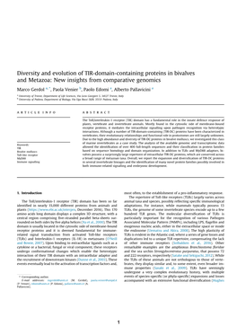 Diversity and Evolution of TIR-Domain-Containing Proteins in Bivalves and Metazoa: New Insights from Comparative Genomics