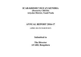 Icar-Krishi Vigyan Kendra Annual Report 2016-17