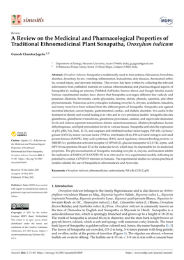 A Review on the Medicinal and Pharmacological Properties of Traditional Ethnomedicinal Plant Sonapatha, Oroxylum Indicum