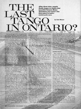 The Last Tango in Ontario?