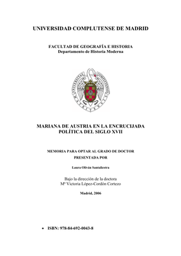 Mariana De Austria En La Encrucijada Política Del Siglo Xvii