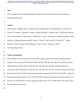 The Vertebrate Codex Gene Breaking Protein Trap Library for Genomic Discovery and Disease