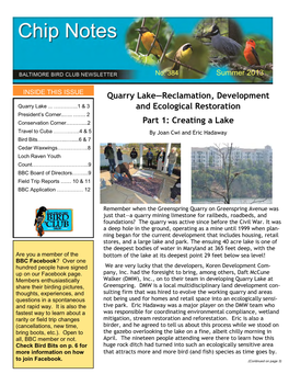 Quarry Lake—Reclamation, Development and Ecological