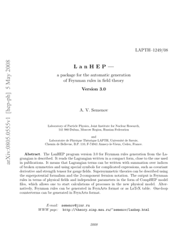 Arxiv:0805.0555V1 [Hep-Ph] 5 May 2008 Ls Hc Losoet Tr Acltoso Rcse Ntenwph As New Or the Format Format