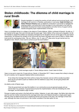 South Asia @ LSE: Stolen Childhoods: the Dilemma of Child Marriage in Rural Sindh Page 1 of 3