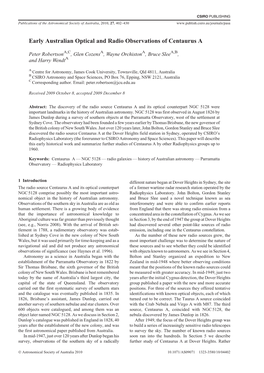 Early Australian Optical and Radio Observations of Centaurus A