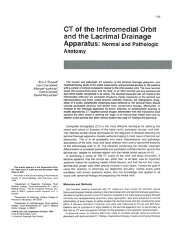 CT of the Inferomedial Orbit and the Lacrimal Drainage Apparatus: Normal and Pathologic Anatomy