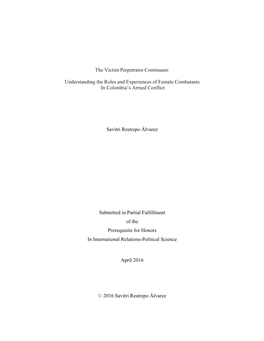 Understanding the Roles and Experiences of Female Combatants in Colombia’S Armed Conflict