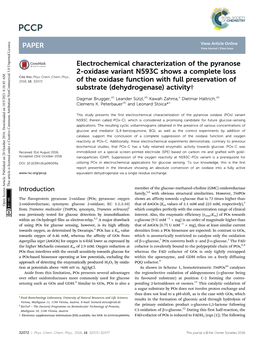 Electrochemical Characterization of the Pyranose 2-Oxidase Variant N593C Shows a Complete Loss Cite This: Phys