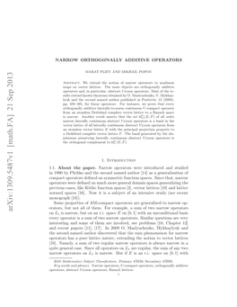 NARROW ORTHOGONALLY ADDITIVE OPERATORS 3 Means That Y Is a Fragment of X