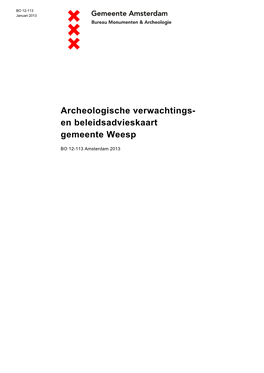 Archeologische Verwachtings- En Beleidsadvieskaart Gemeente Weesp