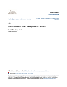 African American Men's Perceptions of Colorism