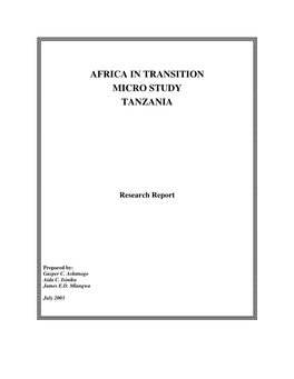 Africa in Transition Micro Study Tanzania