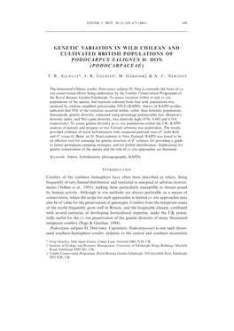 Genetic Variation in Wild Chilean and Cultivated British Populations of Podocarpus Salignus D