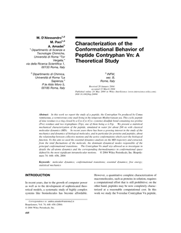 Characterization of the Conformational Behavior of Peptide Contryphan Vn