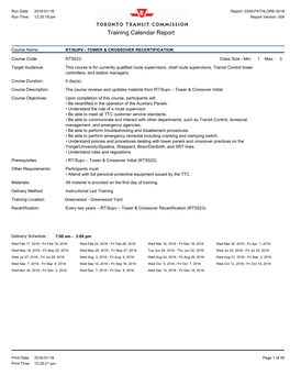 Training Calendar Report for Specific Courses Only