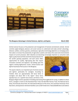 The Bluegrass Advantage in Animal Sciences, Agtech, and Equine March 2020