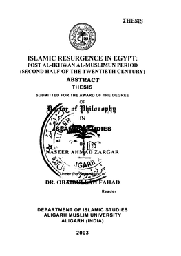 Thesis Islamic Resurgence in Egypt