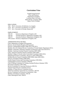 Joseph Kronick CV