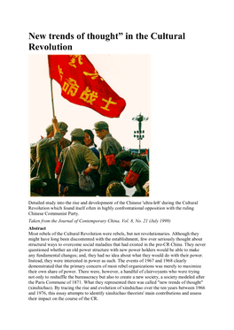 New Trends of Thought” in the Cultural Revolution