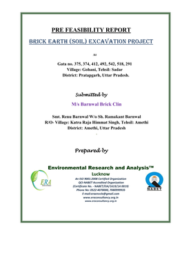 PRE FEASIBILITY REPORT Brick Earth (Soil)