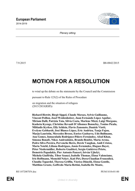 En En Motion for a Resolution