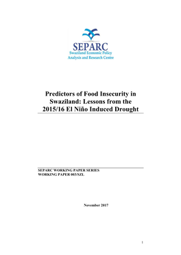 Predictors of Food Insecurity: Unpackingthe Drought Vulnerability Complex