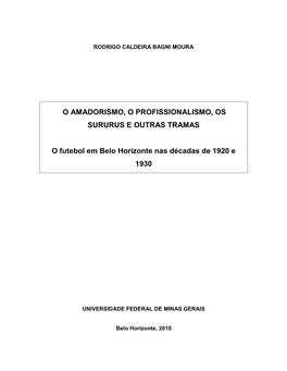 O Futebol Em Belo Horizonte Nas Décadas De 1920 E 1930