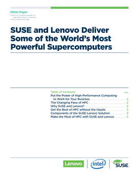SUSE and Lenovo Deliver Some of the World's Most Powerful