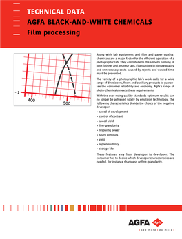 TECHNICAL DATA AGFA BLACK-AND-WHITE CHEMICALS Film Processing