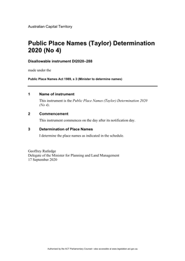 Taylor) Determination 2020 (No 4)