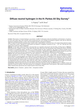 Diffuse Neutral Hydrogen in the H I Parkes All Sky Survey⋆