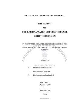 The Report of the Krishna Water Disputes Tribunal-II