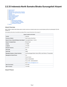 2.2.33 Indonesia North Sumatra Binaka Gunungsitoli Airport